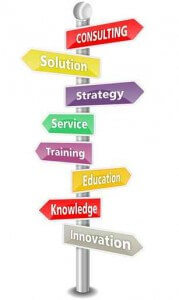 CONSULTING - word cloud - colored signpost - NEW TOP TREND